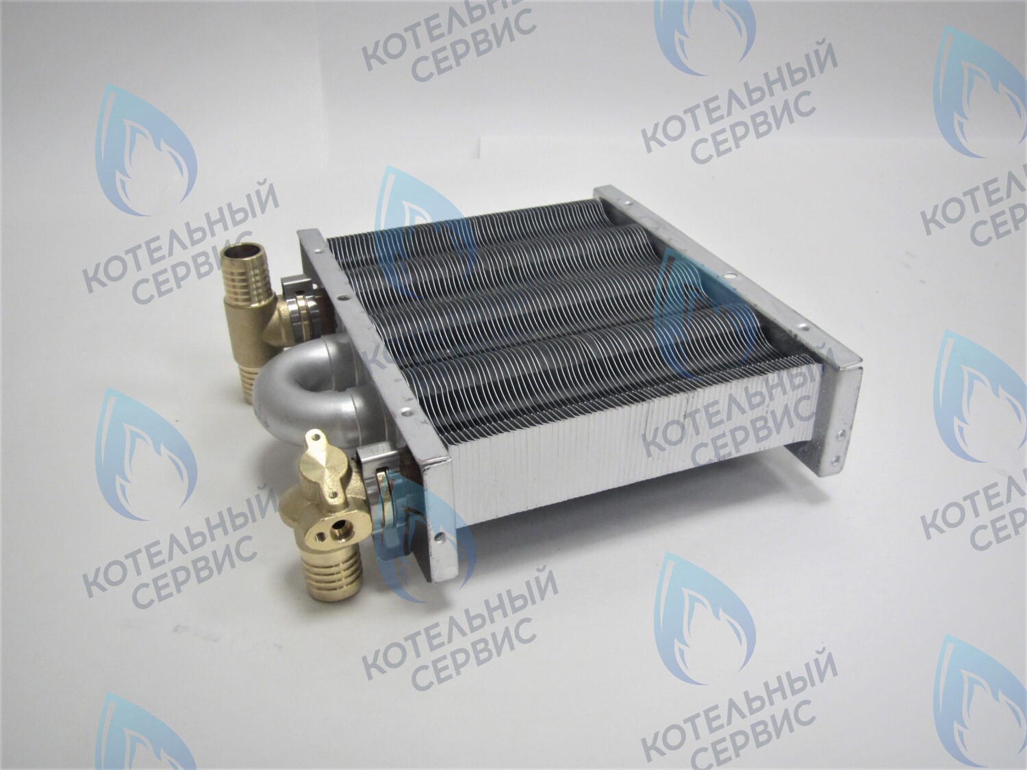 EM021-142-Фитинг-Комп Теплообменник первичный основной (с фитингами) 142мм 67 FIN (100 HSG/ICH/MSC) DAEWOO в Казани