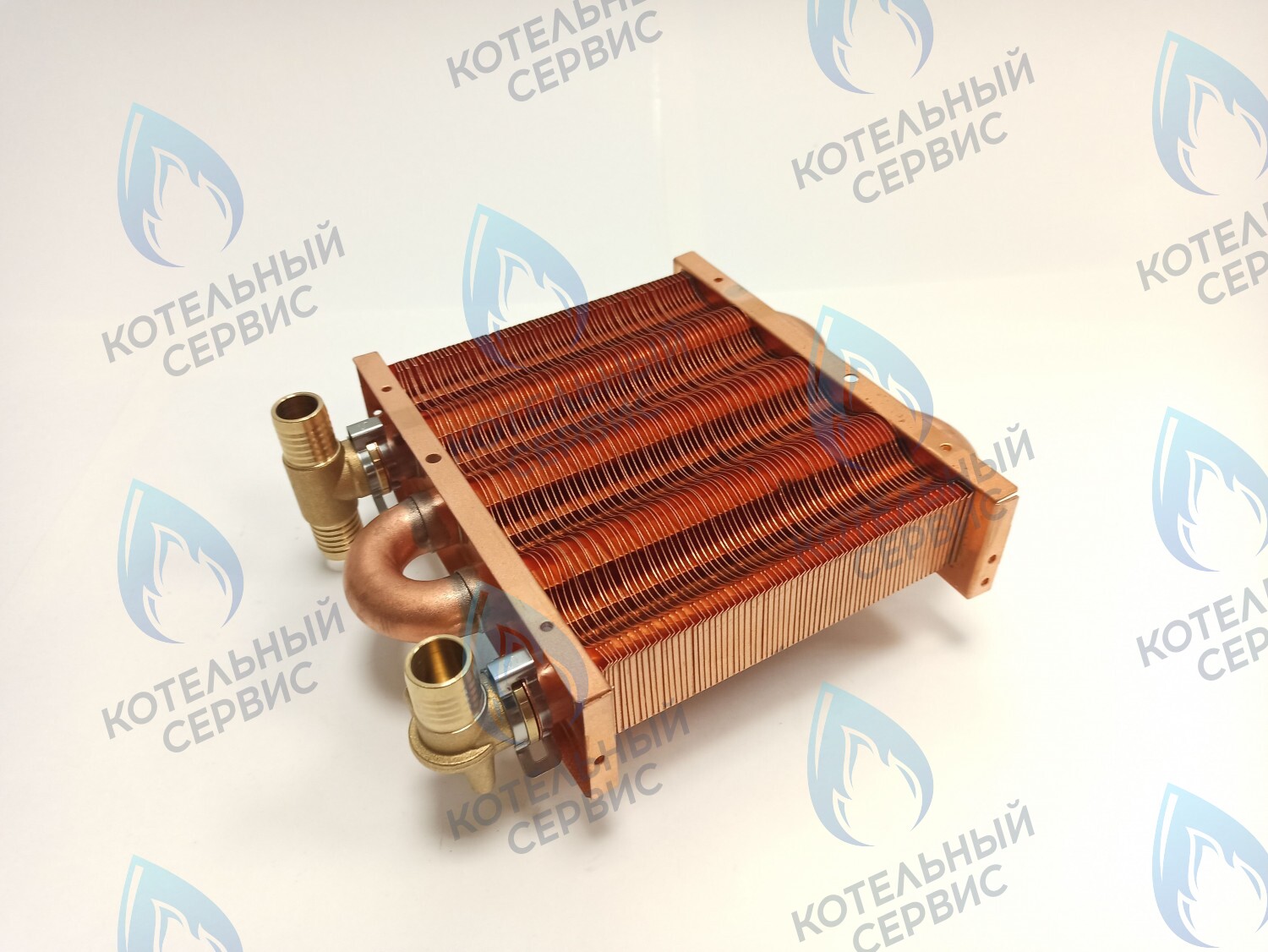 EM021-142-02-Фитинг-Комп Теплообменник первичный основной (с фитингами) 142мм 67 FIN (100 HSG/ICH/MSC) DAEWOO в Казани