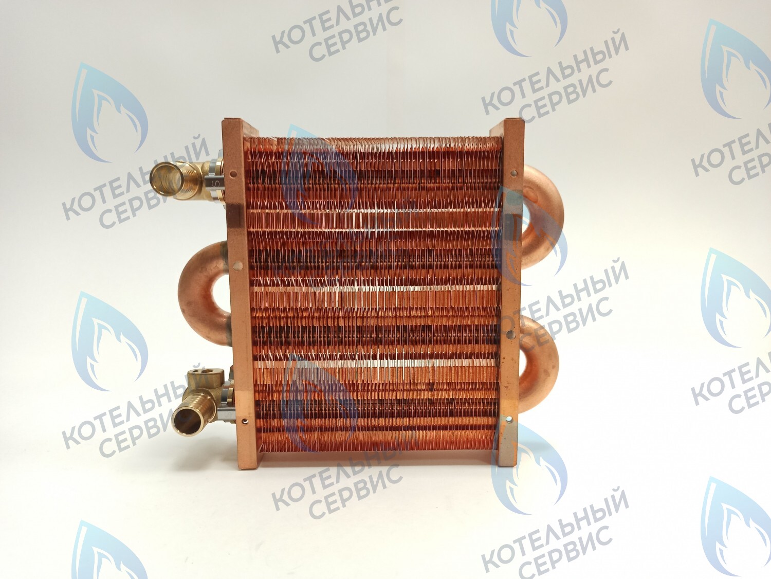 EM021-142-02-Фитинг-Комп Теплообменник первичный основной (с фитингами) 142мм 67 FIN (100 HSG/ICH/MSC) DAEWOO в Казани