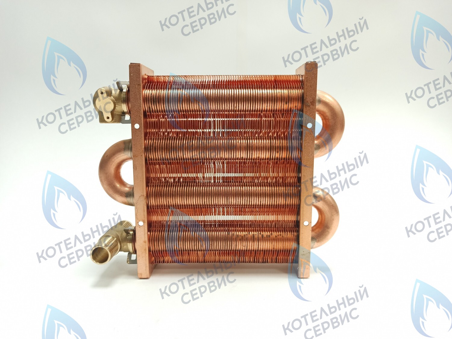 EM021-142-02-Фитинг-Комп Теплообменник первичный основной (с фитингами) 142мм 67 FIN (100 HSG/ICH/MSC) DAEWOO в Казани