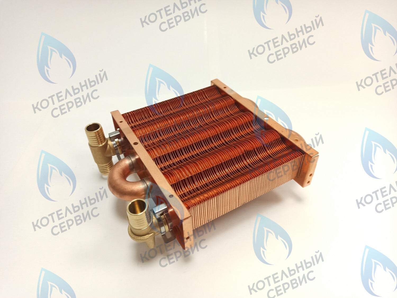 EM021-142-02-Фитинг-Комп Теплообменник первичный основной (с фитингами) 142мм 67 FIN (100 HSG/ICH/MSC) DAEWOO в Казани