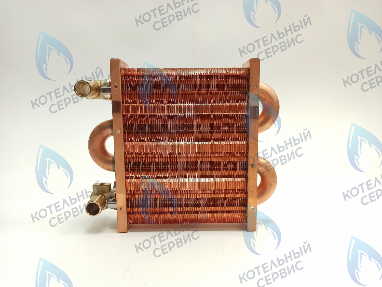 EM021-142-02-Фитинг-Комп Теплообменник первичный основной (с фитингами) 142мм 67 FIN (100 HSG/ICH/MSC) DAEWOO в Казани