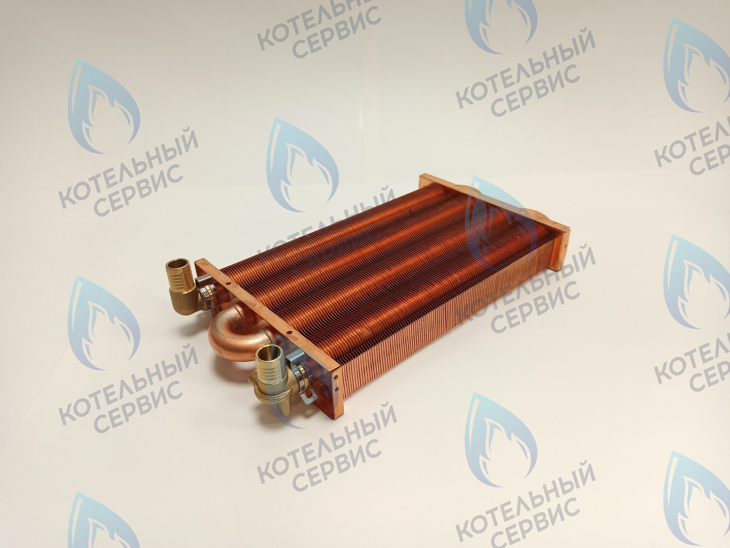 EM021-280-02-Фитинг-Комп Теплообменник отопления медный с фитингами (280 мм) 122 FIN (250-300MSC) DAEWOO в Казани